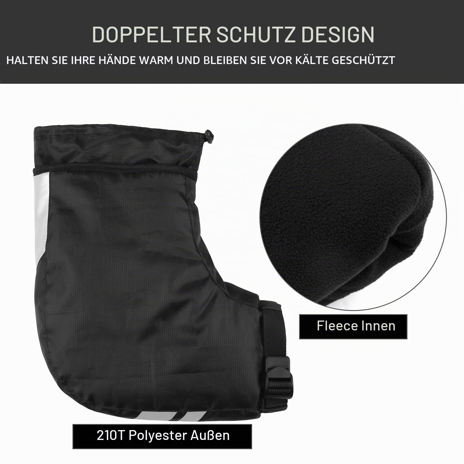 Lixada Handwärmer Fahrradlenker Lenkerstulpen Lenker Winddicht wasserdichte Winter Fahrradhandschuhe Einfach zu tragen für MTB/Elektrofahrräder/Motorrad/Fahrrad