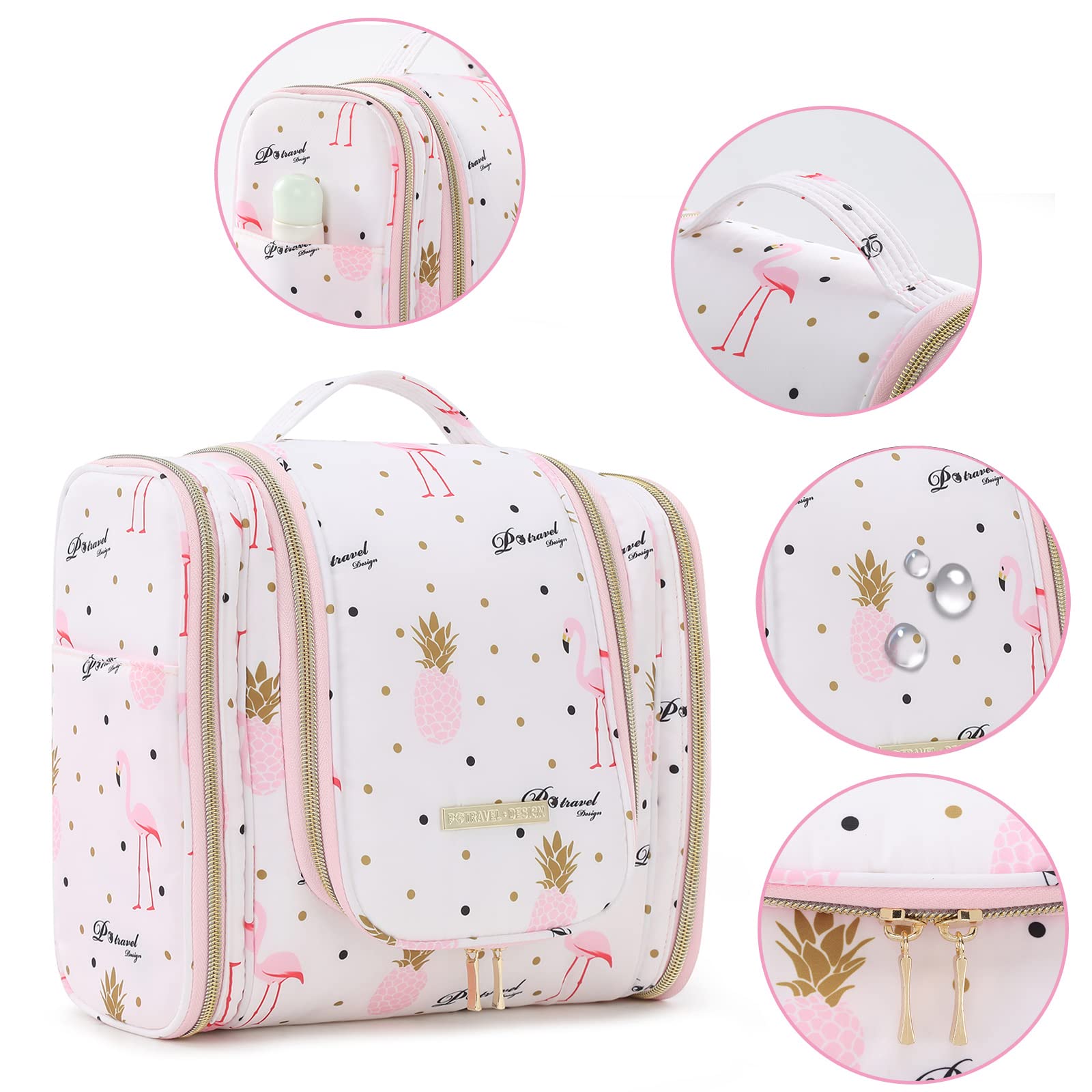 Lychii Beauty Case da Viaggio, Grande Capacità Borsa da Toilette Con Gancio, Impermeabile Trousse Trucchi Cosmetici Organizer