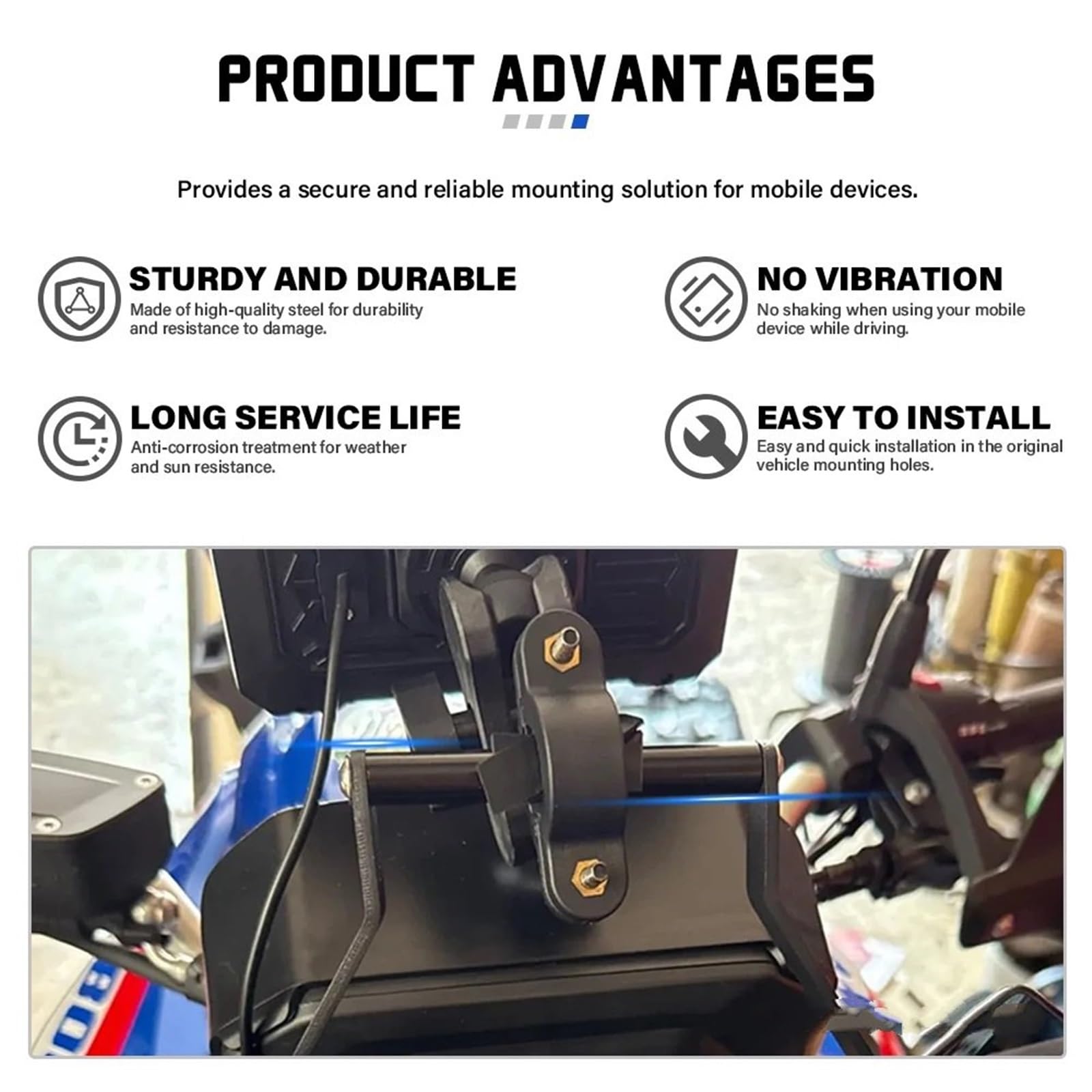 Uchwyt na telefon motocyklowy, uchwyt na telefon komórkowy, nawigacja GPS, pasuje do BMW F750GS F850GS F800GS Uchwyt do nawigacji GPS uchwyt(12mm)