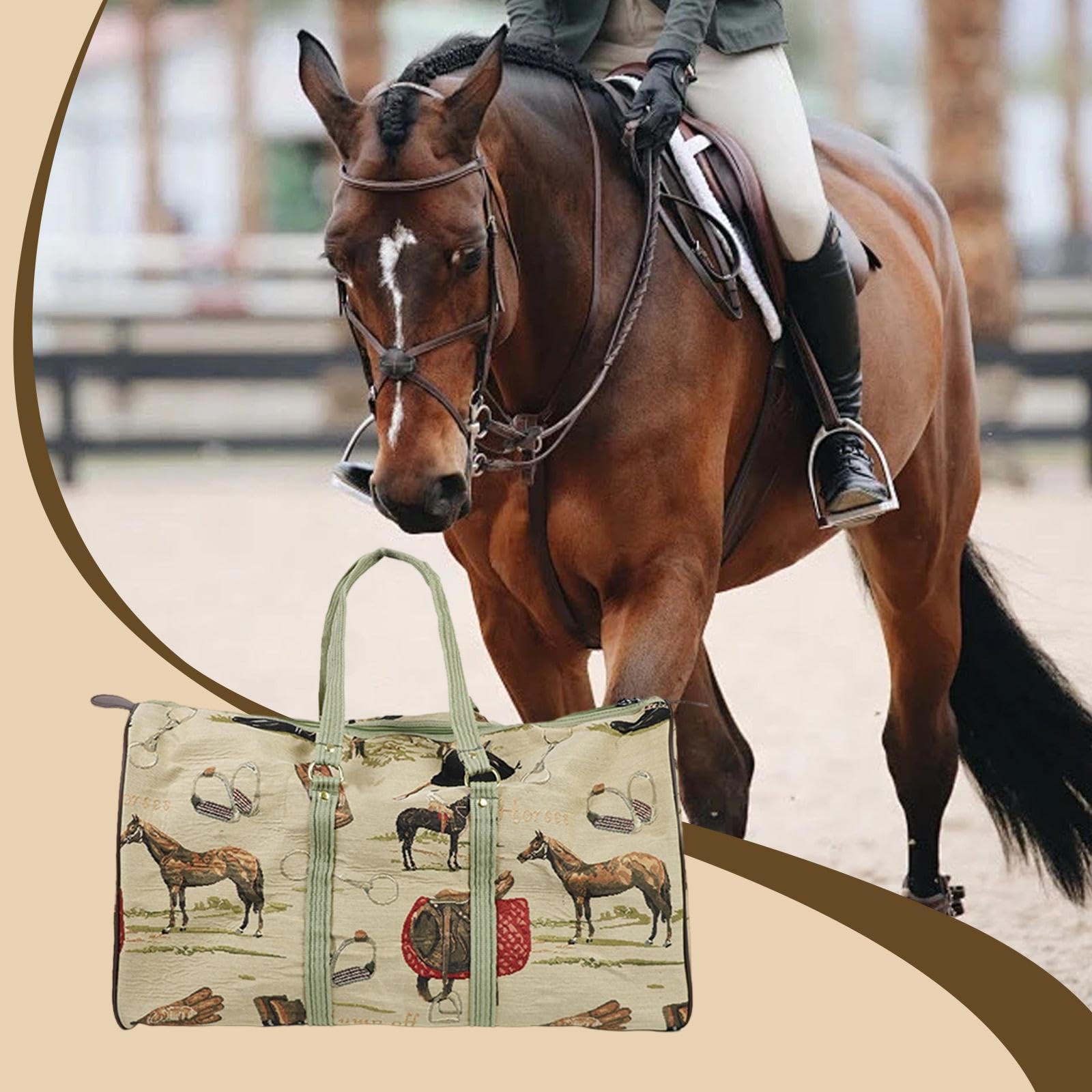 Qianly Bolsa Ecuestre para Transportar Botas Casco Y Equipo de Equitación con Tela Resistente Al Desgaste Y Cremallera Robusta Adecuada para Adultos en Viaje