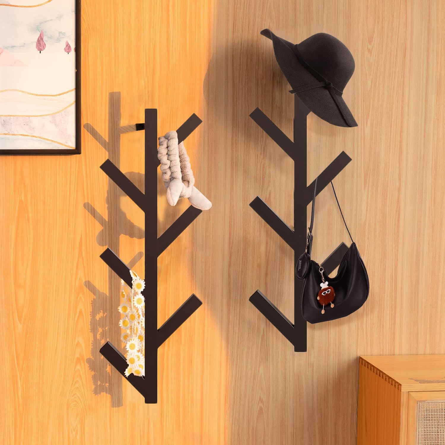 Funvalley Surperfect 2Pack Appendiabiti da Parete, Appendiabiti a Forma di Albero per Ingresso, Appendiabiti a Muro in Metallo con 12 Ganci per Vestiti, Sciarpe, Borse per Casa o Ufficio