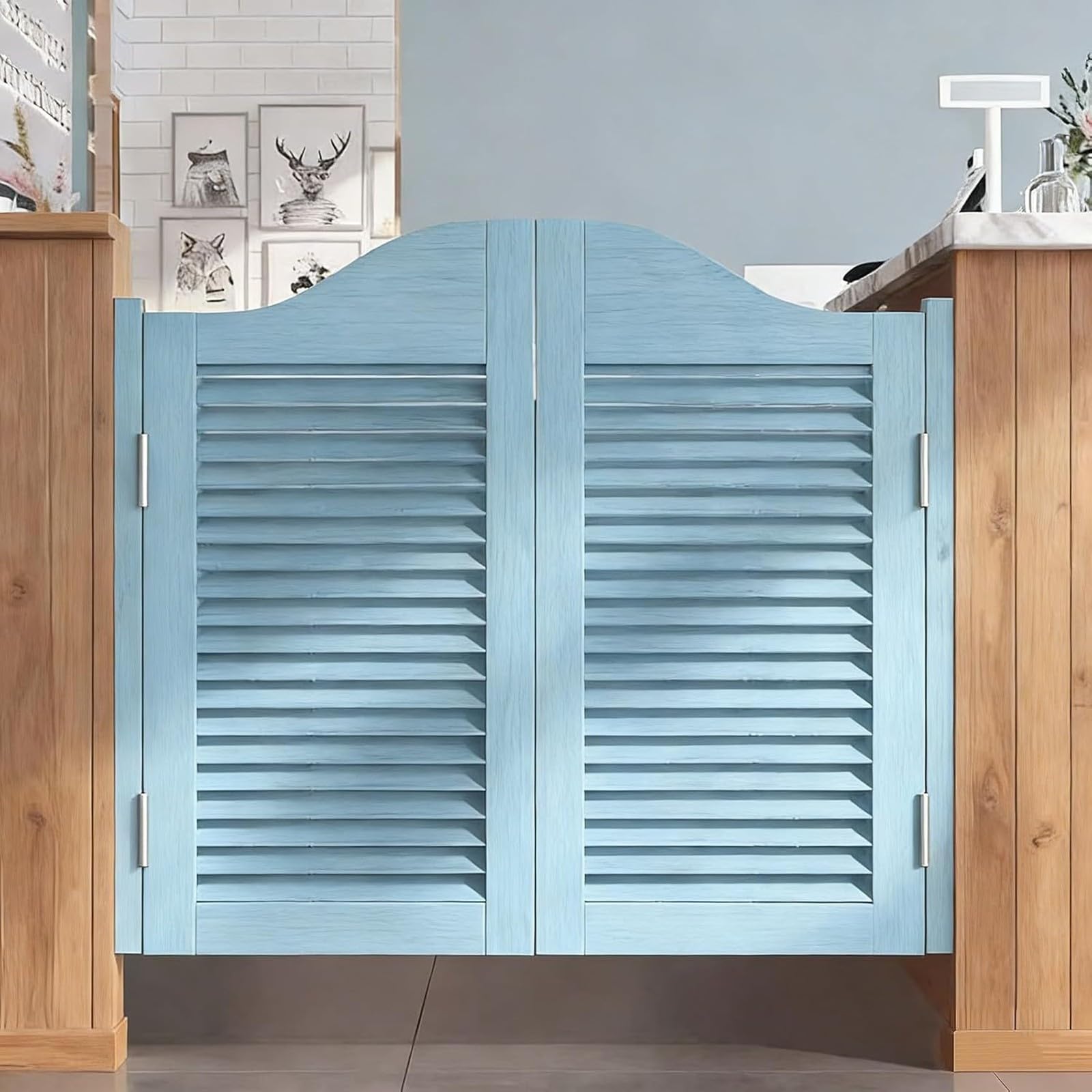 Mezze Porte Saloon, A Battente, Caffè, Battente In Legno Massello Con Apertura Due Vie, Chiusura Automatica Cerniere Per Porte, Cucine, Bar, Ingressi E Pareti Divisorie(G,99x91cm/39x36in)