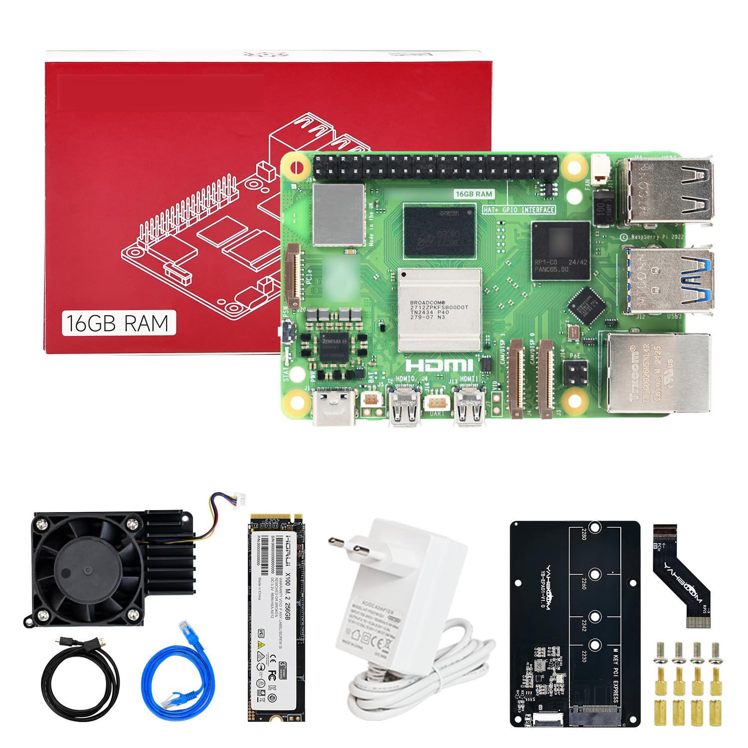 Kit Raspberry Pi 5 16Go performant pour programmation IA en Python avec SSD 256Go - 7