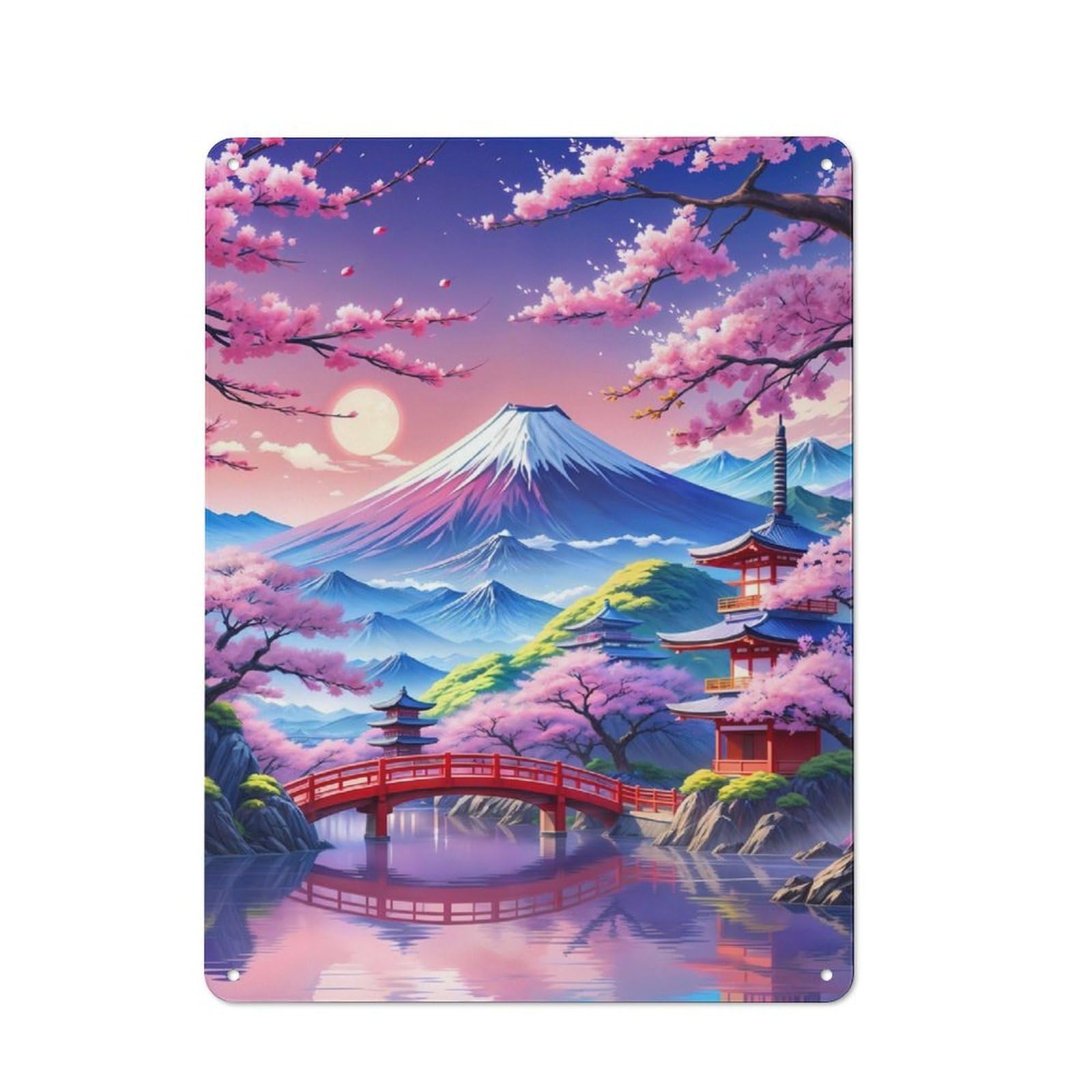 Junmoney Fuji Japanese Beautiful Tin Wall Plaque 40X30cm With For Workshop Wall, Suited To Workshop Decor Fans, For Retro Home Interiors