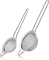 XZZWLL 2 Pack Fine Mesh Stainless Steel Strainers with Handles - Mini Sifters for Tea, Matcha, Cocktails, Juice, Coffee (8.6in & 7.5in)