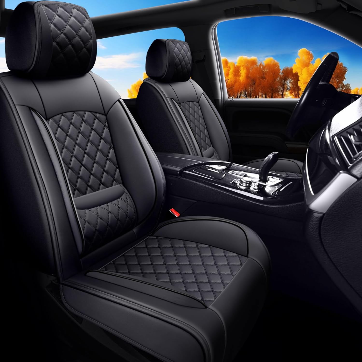 Fit for Crosstrek Car Seat Covers Compatible with Subaru Crosstrek 2016-2025 - Waterproof Breathable Leather Automotive Seat Cushions Protector,Airbag Compatible,Full Set 5 Seats(Black) Black-01 Full Set