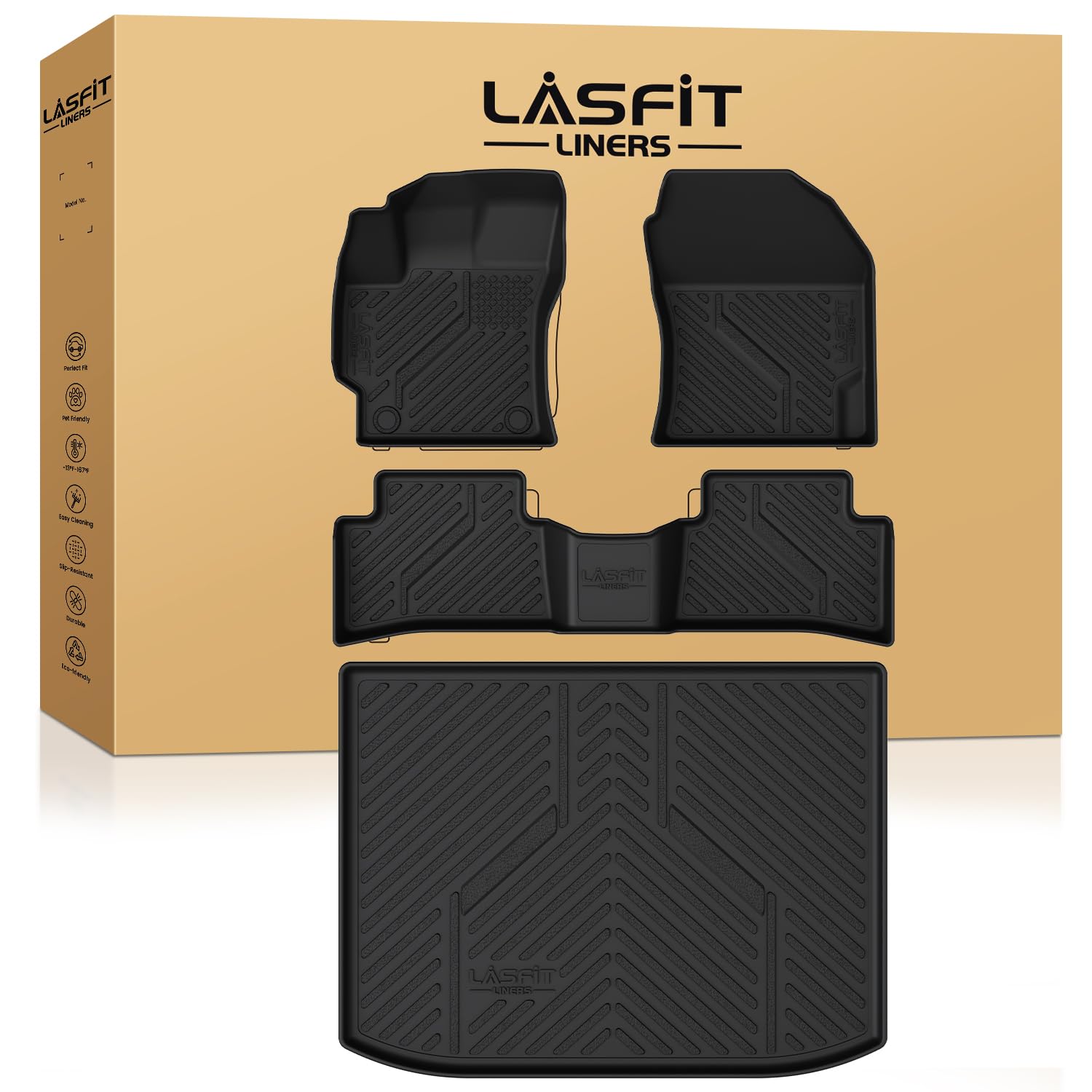 LASFIT Floor Mats Cargo Mat for Toyota Corolla Hatchback 2019-2026 TPE All Weather Protection Rubber Car Liners Custom