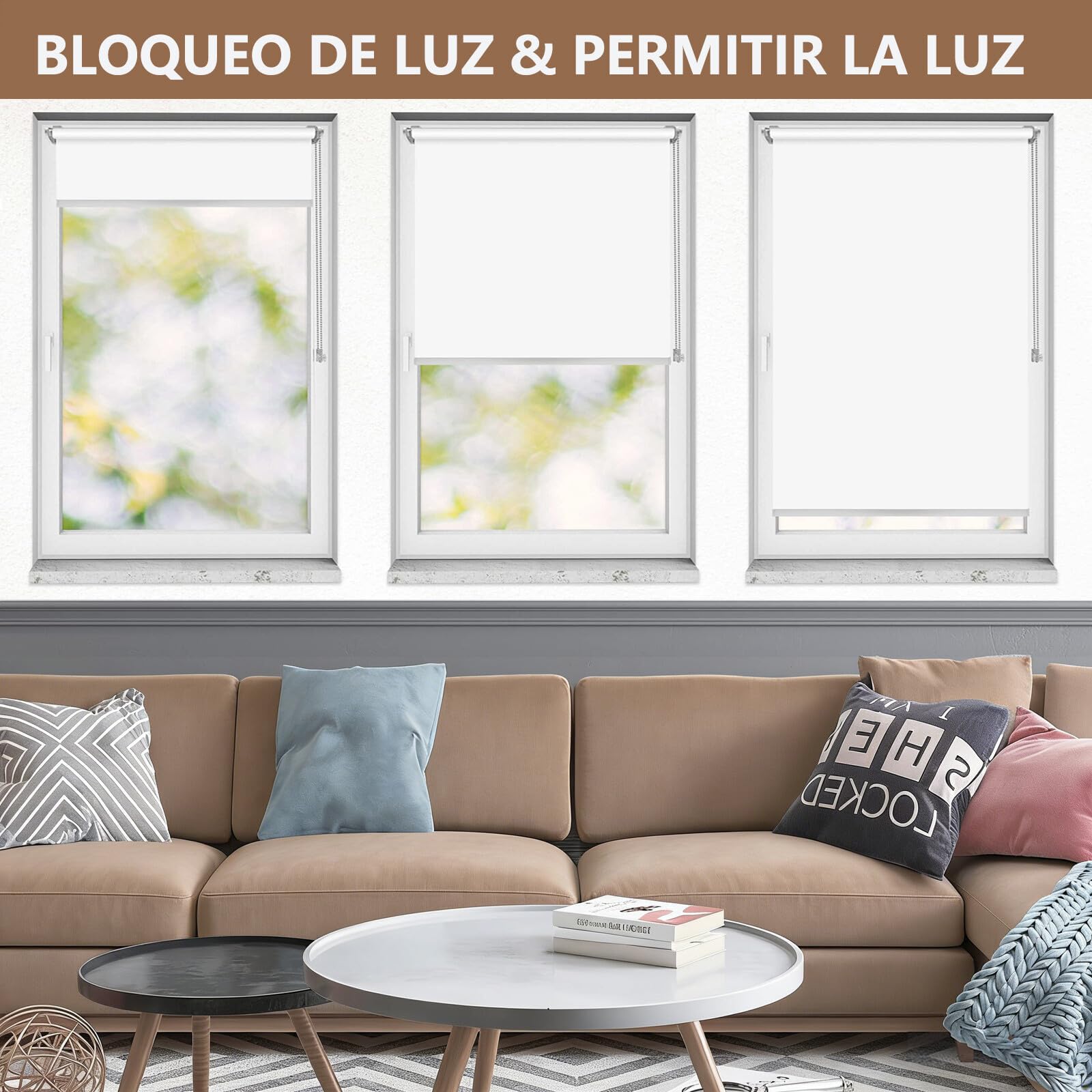 Estores Enrollables – Persiana Enrollable para Puertas y Ventanas con Cadena, protección de privacidad,135An x 180Al cm,Gris Oscuro — view 6