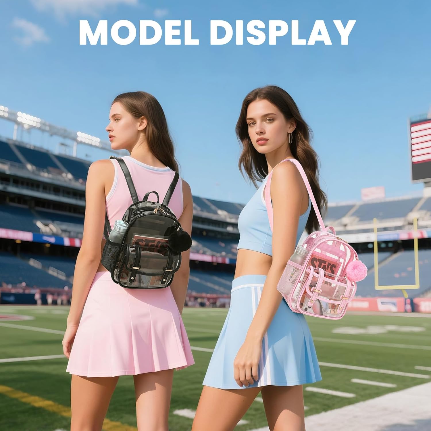 Clear Backpack for Stadium Events, Small Transparent Backpack Mini See Through Bookbag for Women Girls for Concert - Image 2