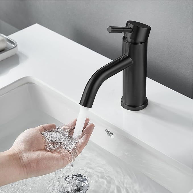 Grifería de baño monocomando 1 agujero negro mate miniatura 3