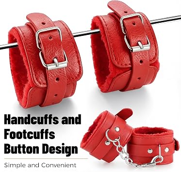 10 Piece Set Flexible Bondaged Bed Tie Downs Kit Women Sx Tie up Set Women Couple Toys for Bed Room Play, Couples Sexy Accessories Toys Play His and Hers Toys Adults Play F02 (deep red)