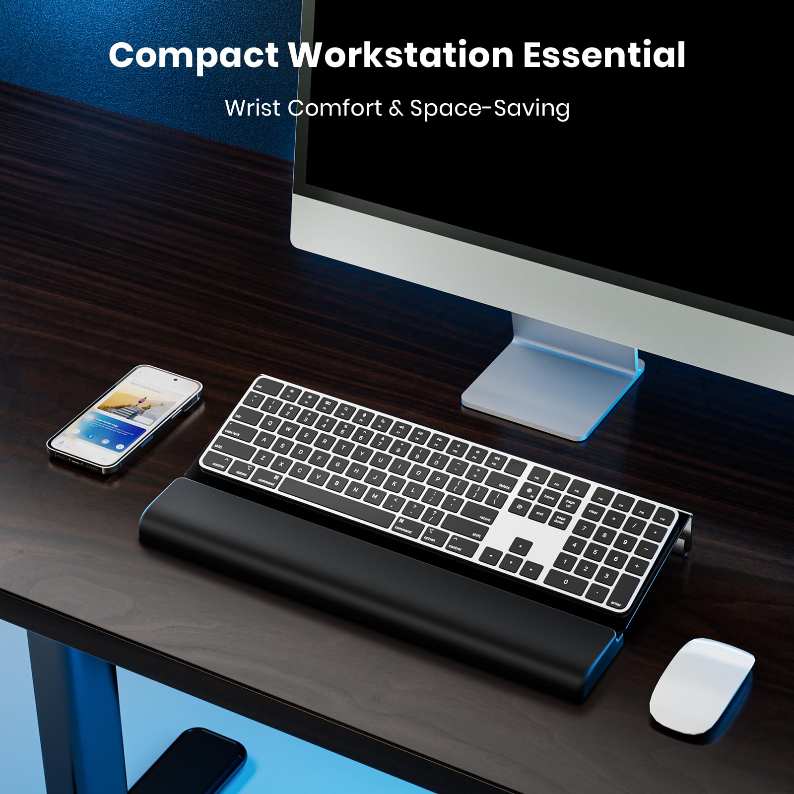 Acrylic Keyboard Stand With Wrist Rest, Ergonomic Computer Keyboard Holder With Wrist Pad, Kovesayi 3-Level Height Adjustable Keyboard Riser With Keyboard Storage For Home, Office - Clear