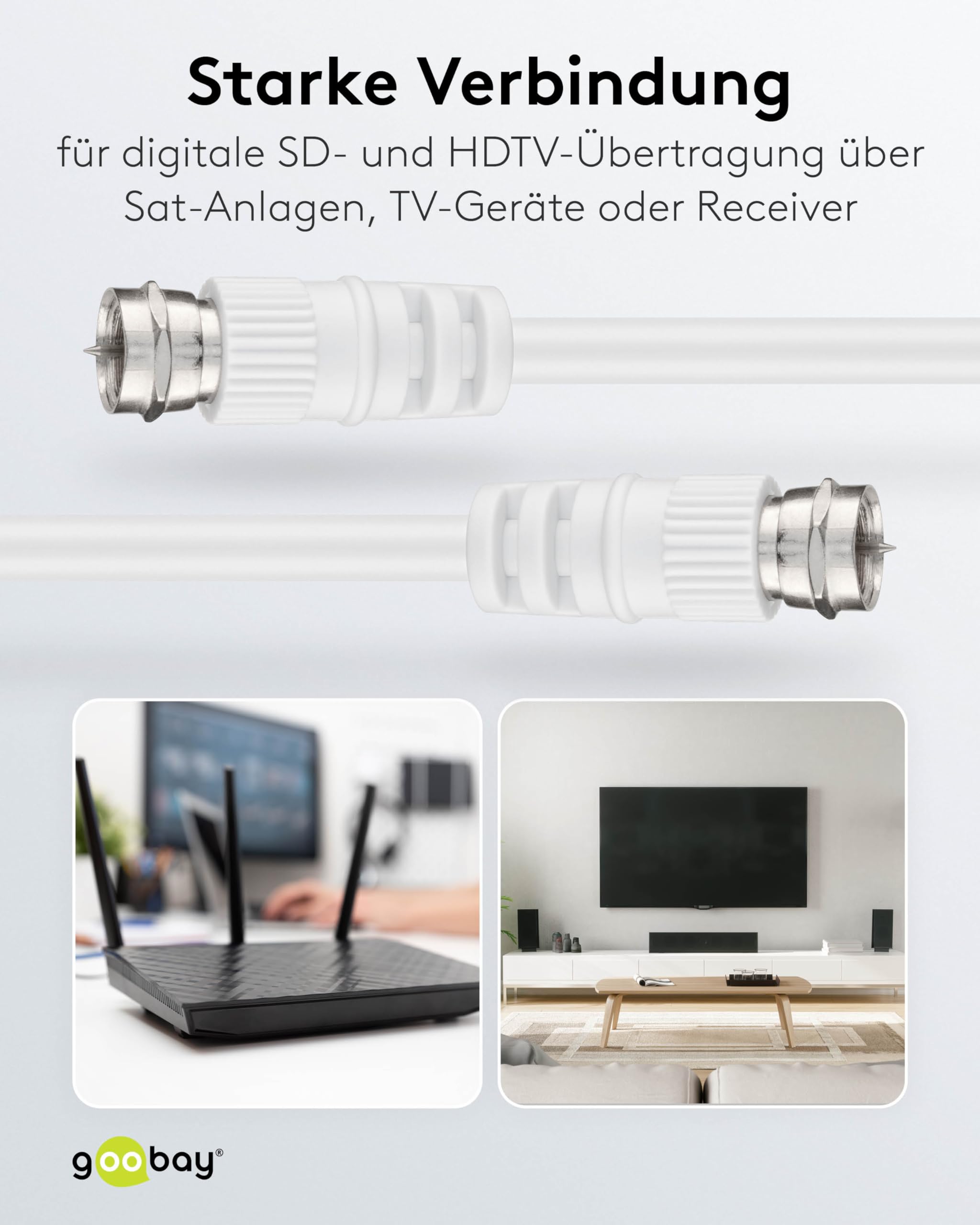 Goobay 11724 SAT kabel antenowy (<70 dB), 2x ekranowany - wtyczka F > wtyczka F