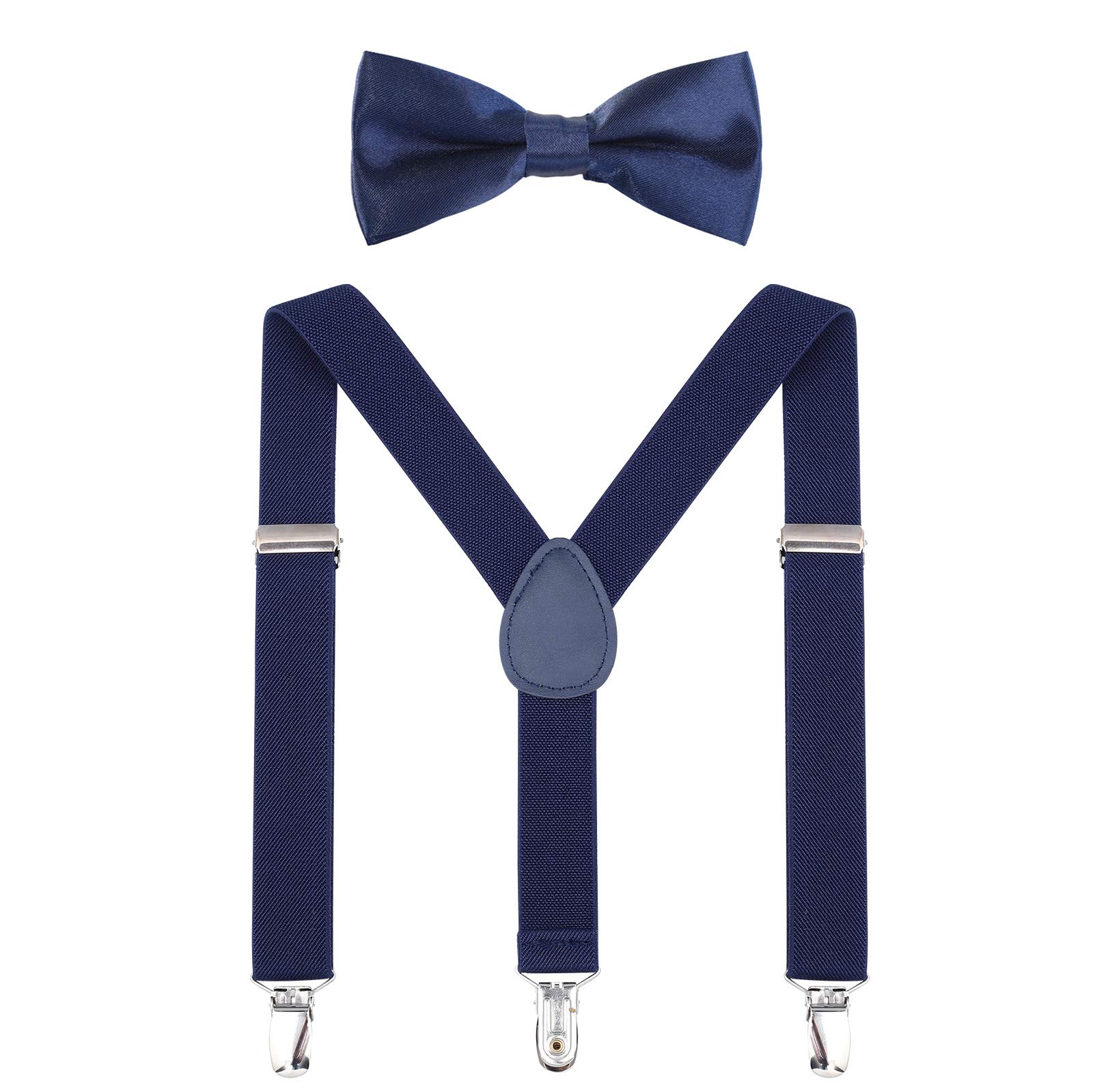 AWAYTRMen’s Suspender Bow Tie Sets - Elastic Y Shape Suspender Solid Strong Straight Clips for Adults Pants
