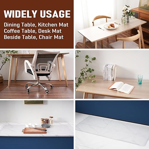 Miniatura 7 de Protector de mesa esmerilado de 36 x 60 pulgadas de grosor de PVC resistente al agua, rectangular, de plástico, antideslizante, para mesa de madera,