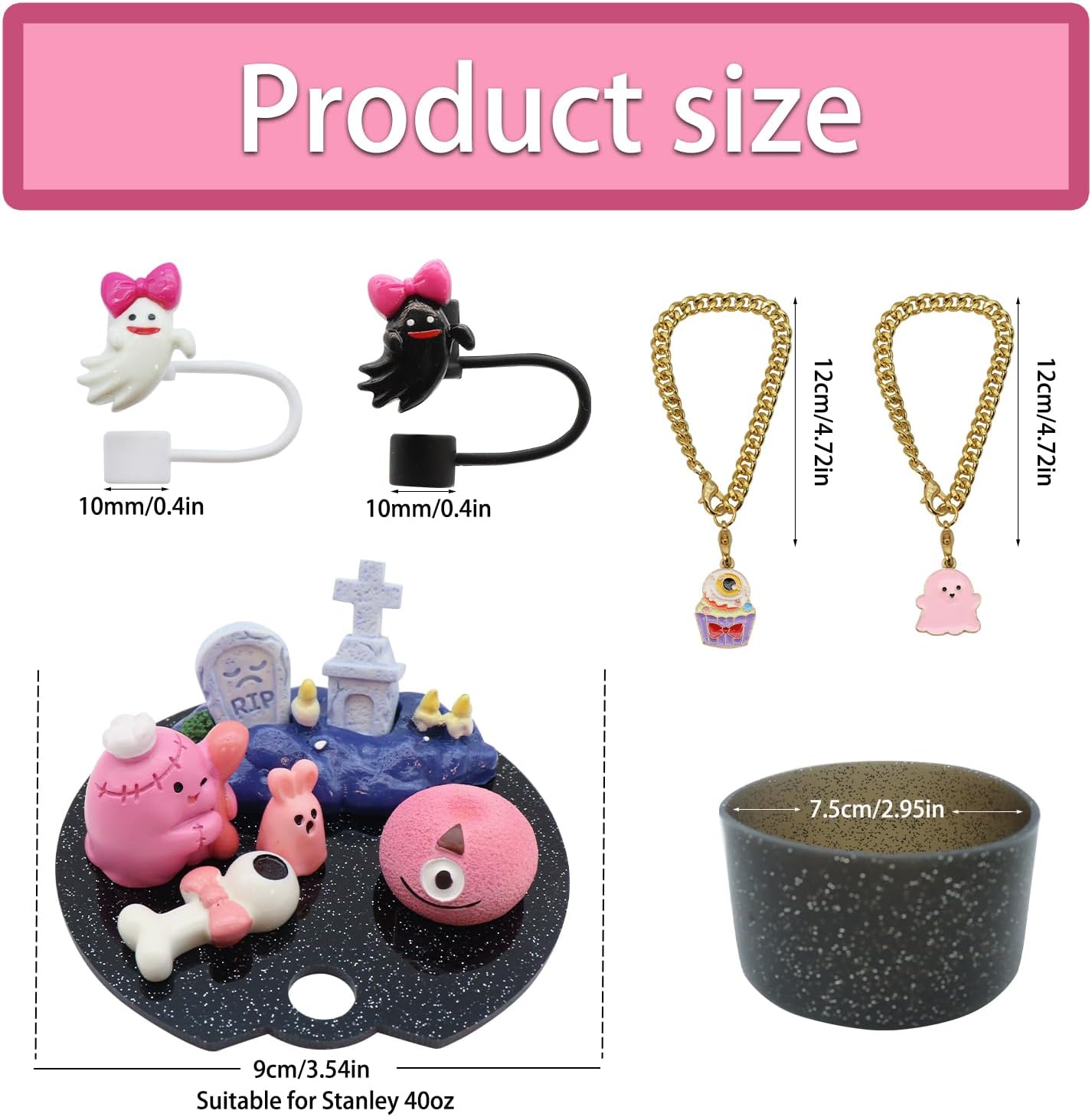 Cup Lid Topper Decoration for Stanley 40oz,Lid Charms-Halloween-J image 2