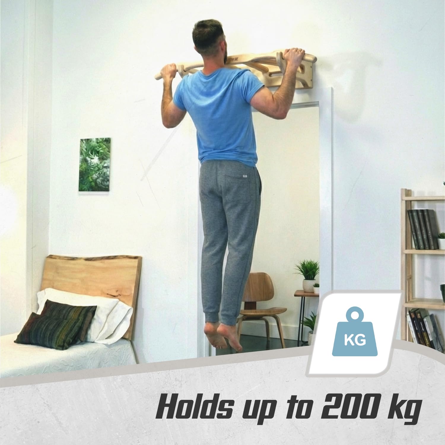 Gorletic - Barra de Dominadas Titan Pared sobre Puerta, Pulls up Bar, Múltiples agarres| Montaje Fácil | Antideslizante | Hasta 130 kg