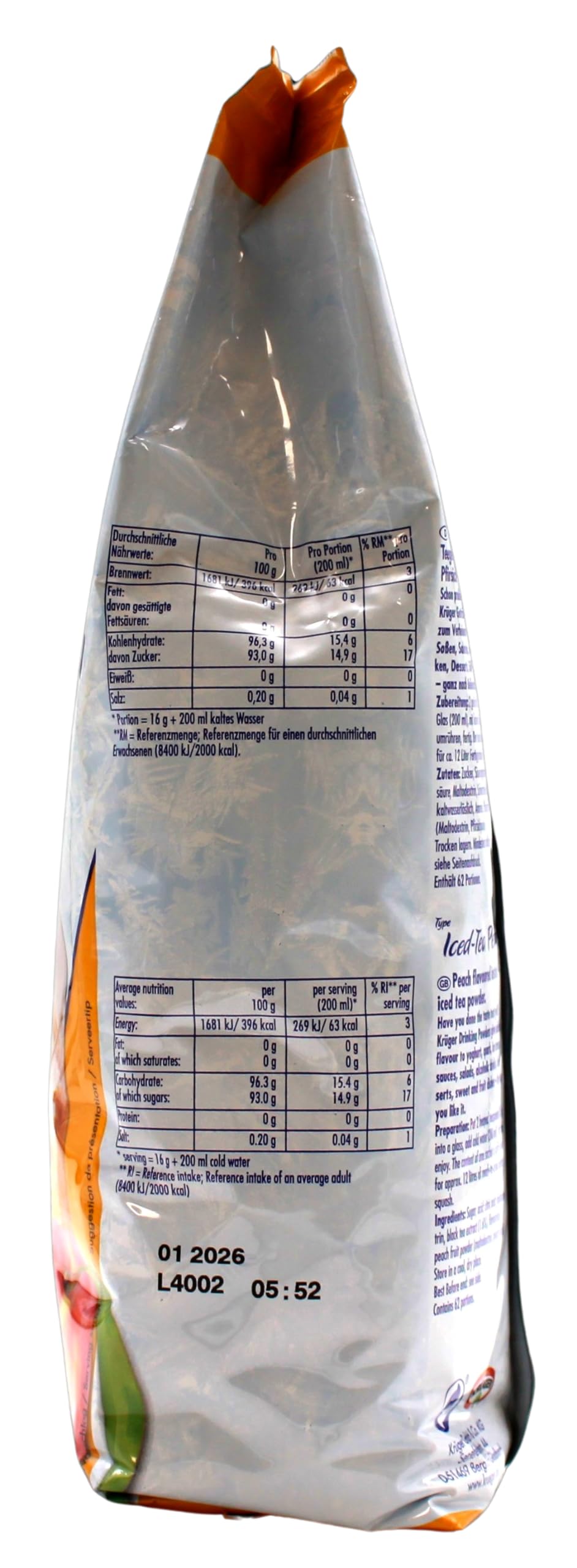 Krüger Family Typ Eistee Pfirsich Getränkepulver, 10er Pack (10 x 1 kg)