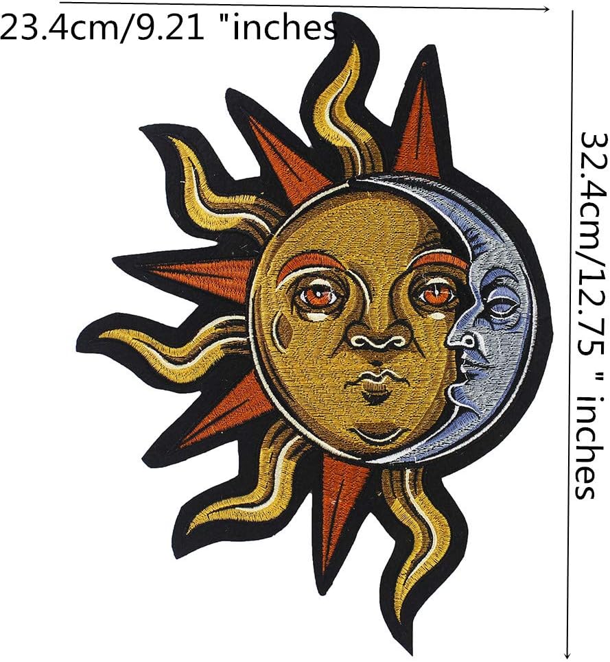 Sun and Moon in Fairy Tales Embroidery Patch Iron on Patches Decorative Fabric Patch DIY Repair Patches 1 Piece (B)