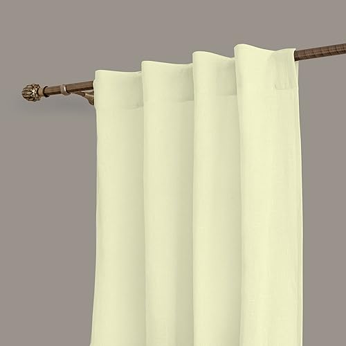 Miniatura 4 de Linenwalas Cortinas semitraslúcidas de lino y algodón natural para sala de estar de 84 pulgadas de largo, juego de 2 paneles de cortinas con