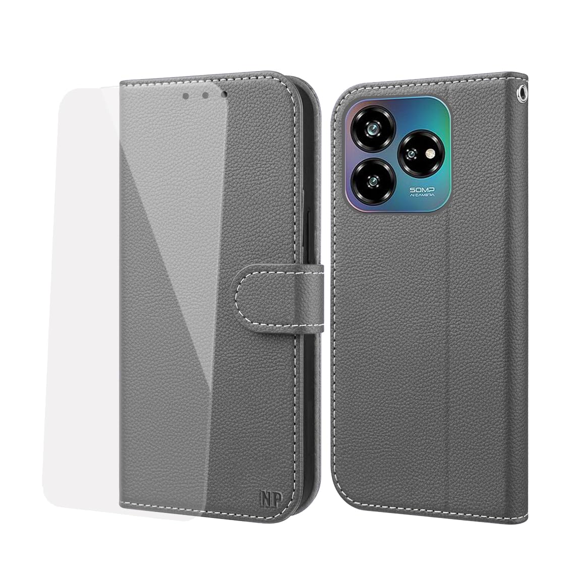 Leder-Handyhülle Mit Standfunktion Für ZTE Blade V60 Vita/Axon 60 Lite | Magnetverschluss, Kartenfächer, TPU-Schutz – Schwarz