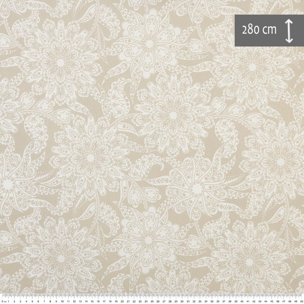 Kt KILOtela - Printed Canvas Fabric, Decoration, Upholstery, Cushions, Curtains, Bedspreads, Bags, Tablecloths, 100 cm Length x 280 cm Width, Indian Flowers, Paris, Beige 1 Metre - Image 4