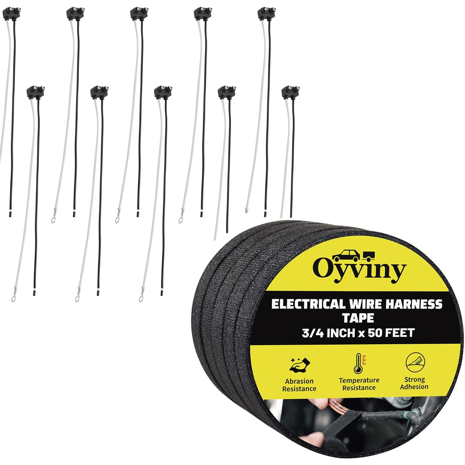 Oyviny 10PCS Truck Trailer 2 Wire Pigtail Harness 10" Long + 5 Rolls Electrical Wiring Harness Tape 3/4 Inch x 50 FT Self-Adhesive Wire Harness Cloth Tape : Automotive