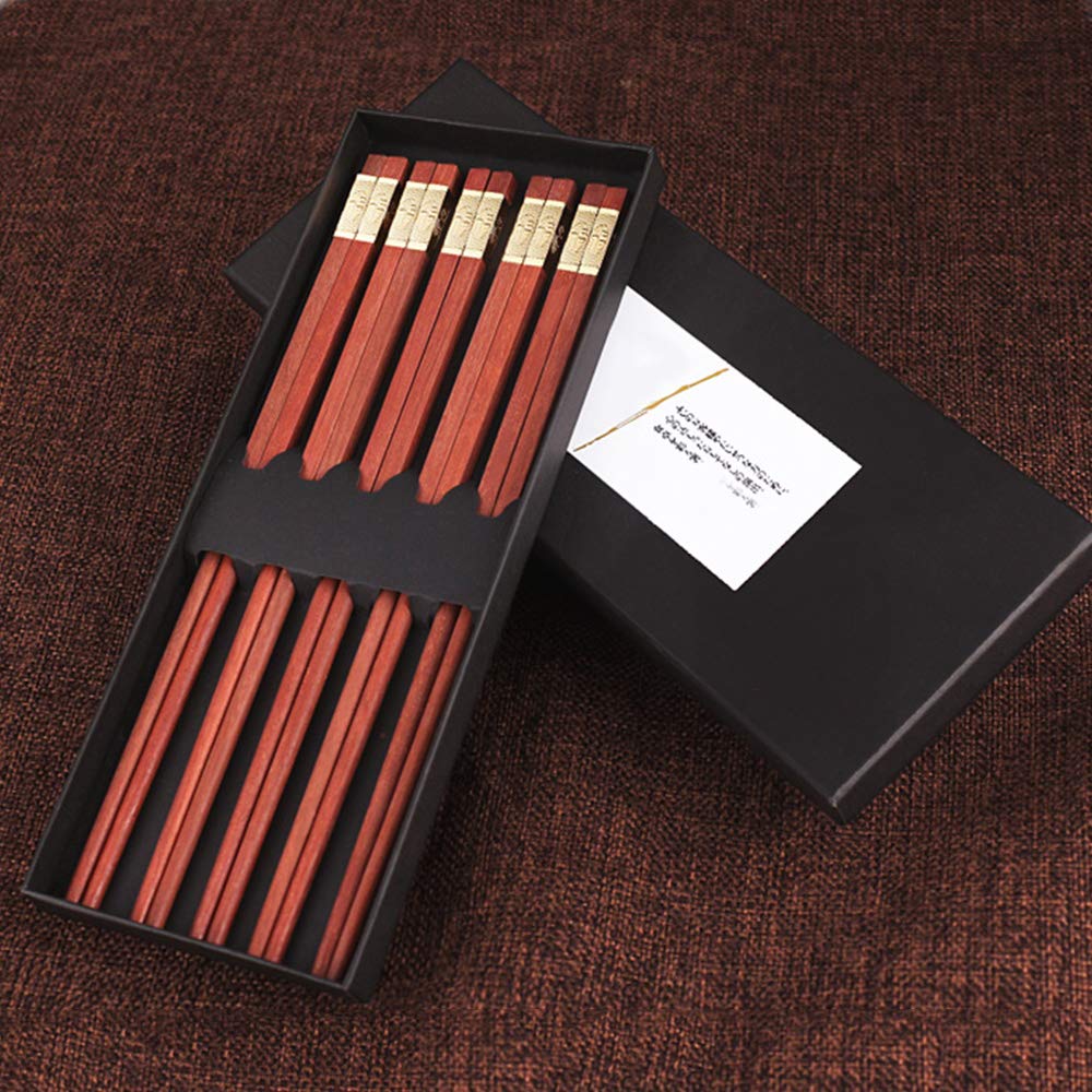 Coffret Cadeau de Baguettes en Bois réutilisables avec étui, Ensemble de Baguettes à Sushi japonaises, Baguettes Chinoises de Luxe en Bois Naturel, Baguettes antidérapantes, Baguet(Silver)