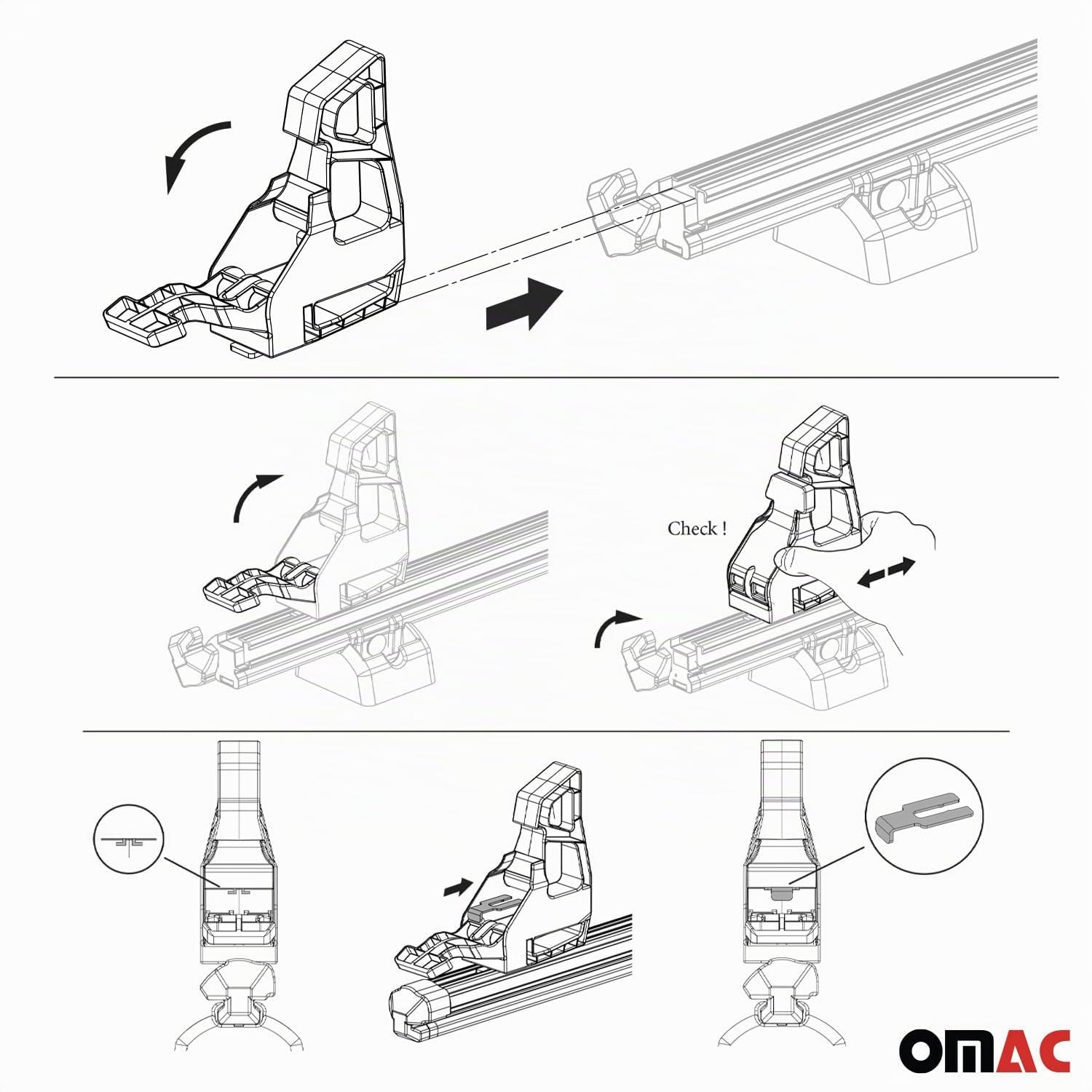 OMAC Ladungsbegrenzer Lastanschläge Load Stopper kompatibel mit Dachträger Einstellbar 4tlg
