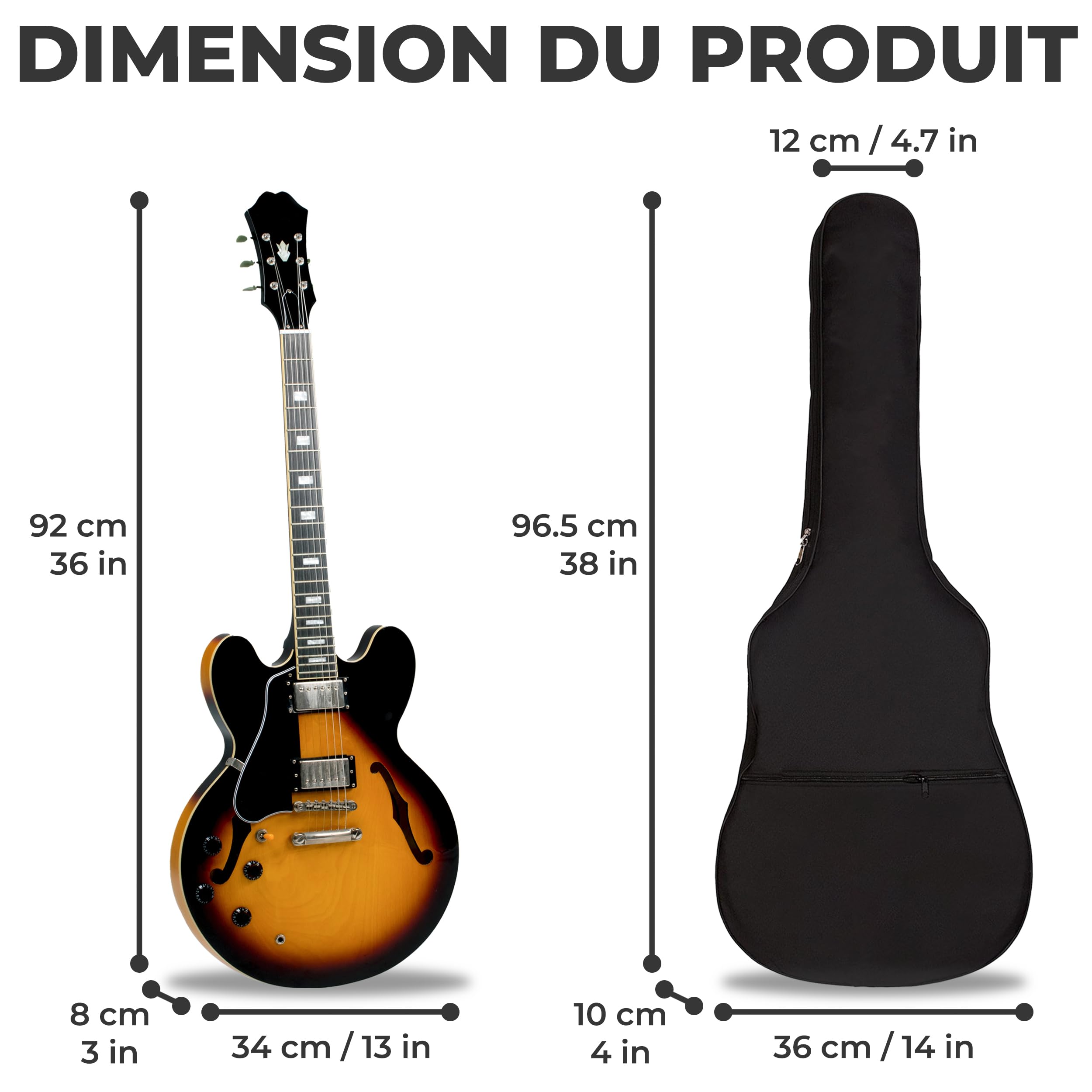 38" Imperméable Housse Guitare 3/4 | Sangle Réglable Housse de Guitare Classique | Étanche À La Poussière Etui Guitare Electrique - Portable Housse Guitare Acoustique (Noir)