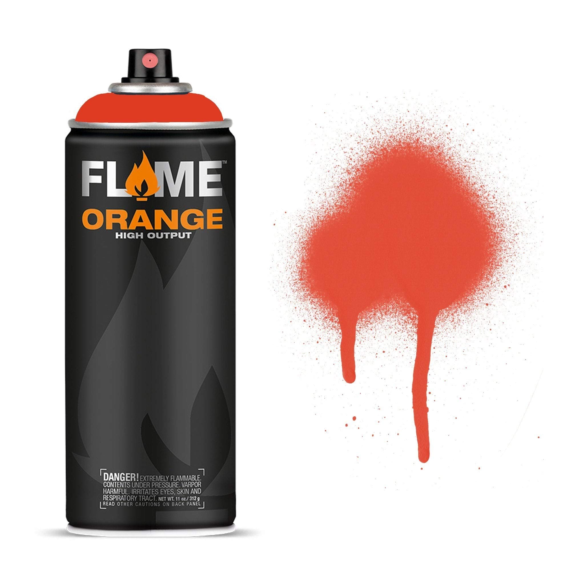 Molotow Flame Orange Spray Paint - Matt Acrylic 400ml Can Red Orange FO-214