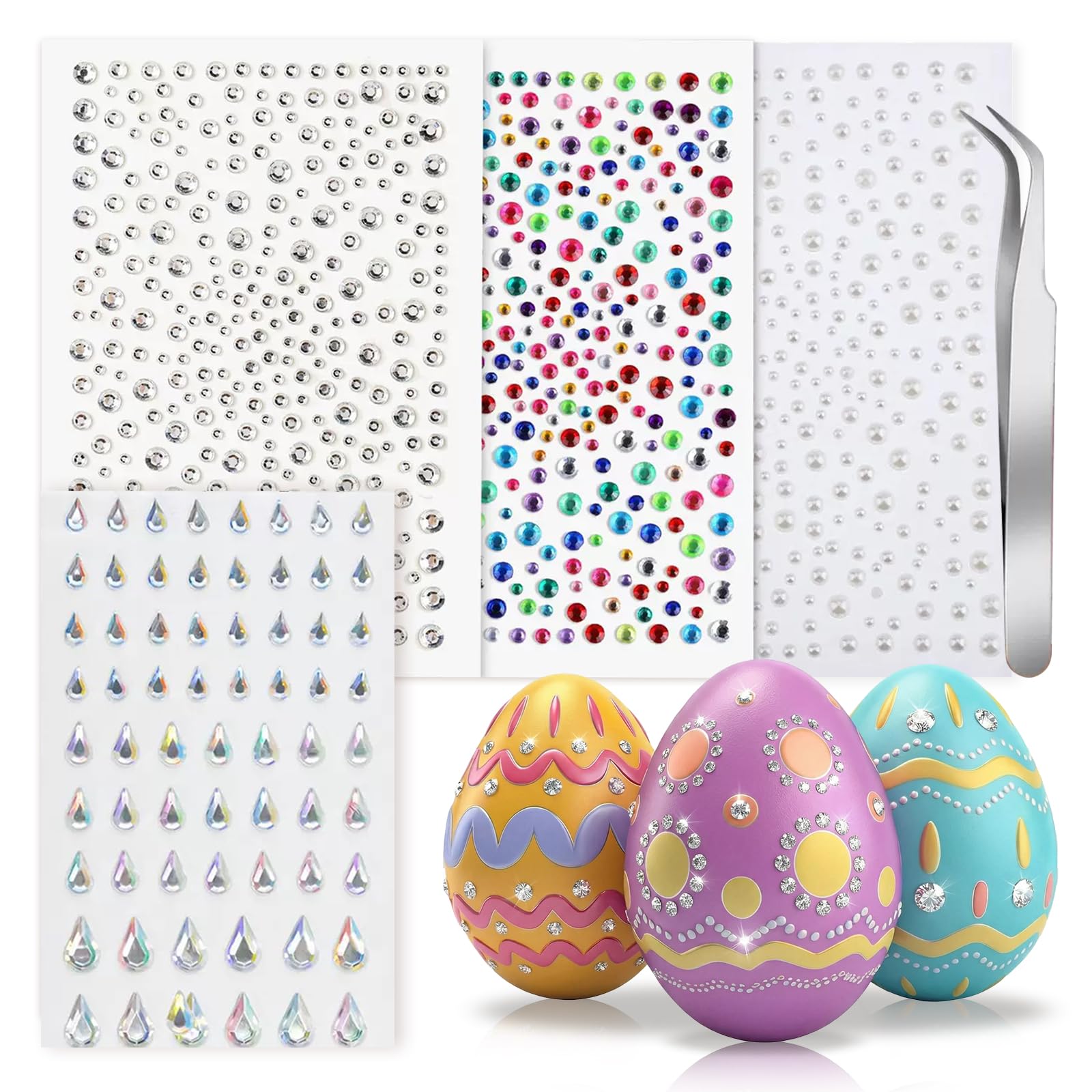 Kit décoration d'œufs de Pâques strass et perles pour éviter la colle