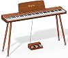 Rhymo Digital Piano 88 Semi Weighted Keys with Stand Touch Sensitivity, Full Size Keyboard, Portable Case, Sustain Pedal Deep Brown