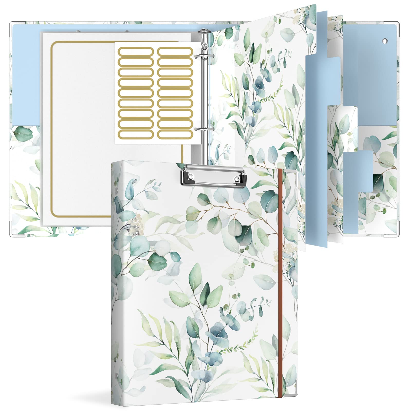 Rouidr 3 Ring Binder with clipboard, 1 inch 8.5 x 11 in Letter Size View Binders Organizer with Dividers Tabs & Clear Sleeves, School Supplies, Office