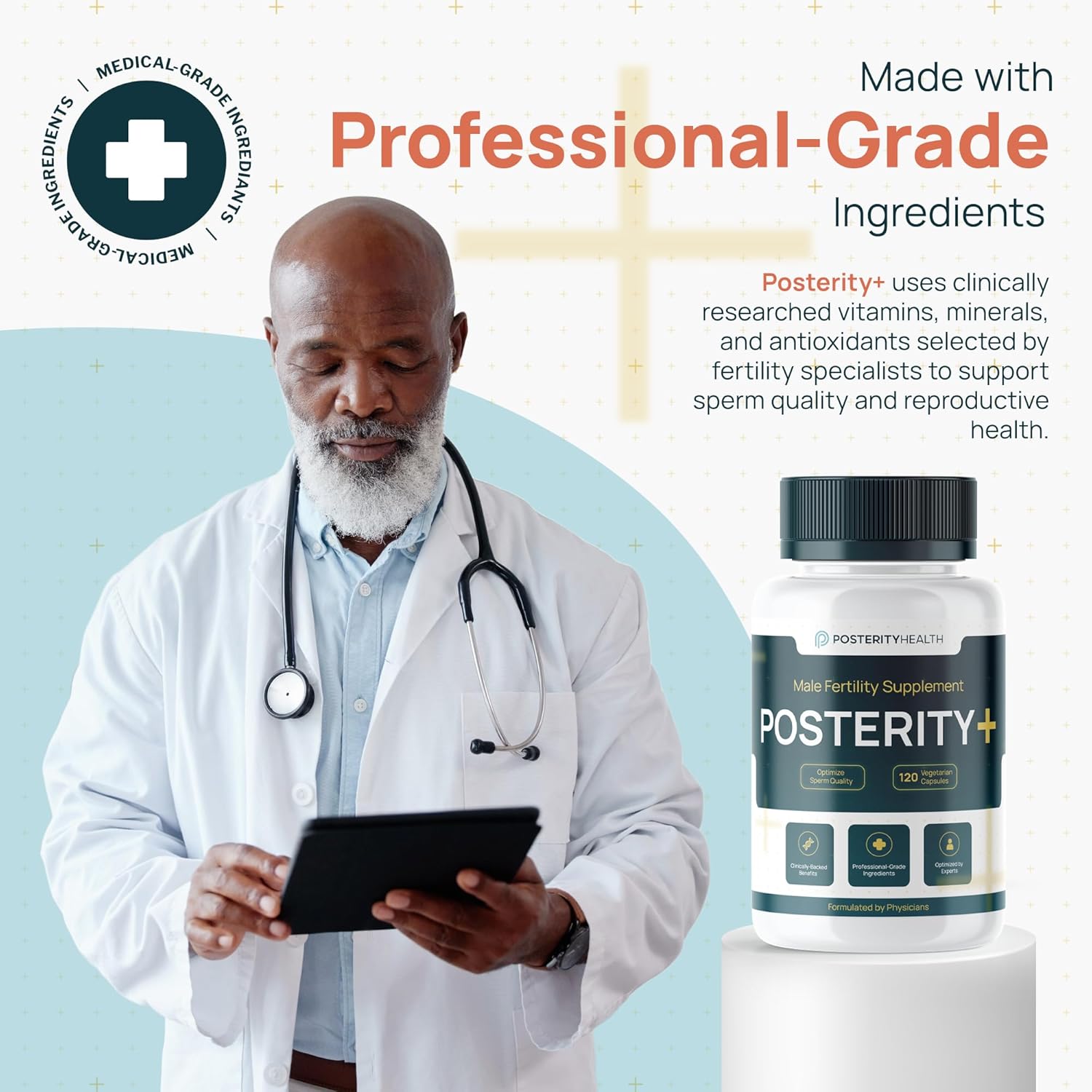 Posterity+ Male Fertility Supplement – Formulated with L Carnitine, Zinc, CoQ10, Vitamin A, C and E – Fertility Supplement for Men Supports Sperm Count, Health, Shape, Movement & More – 120 Capsules - Image 5