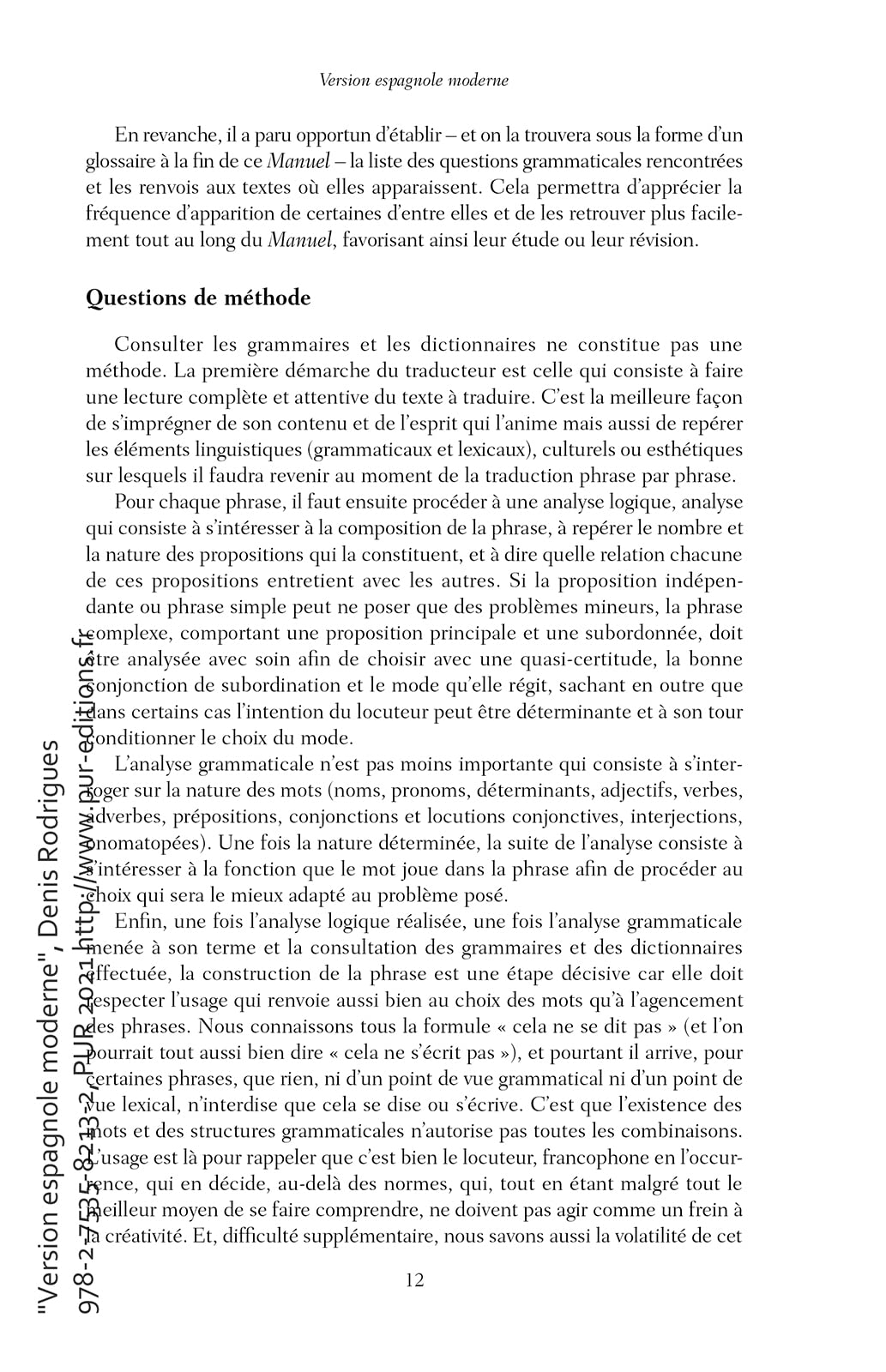 Version espagnole moderne: Manuel de traduction - II. Prépas, Licence, Capes, Agrégation.