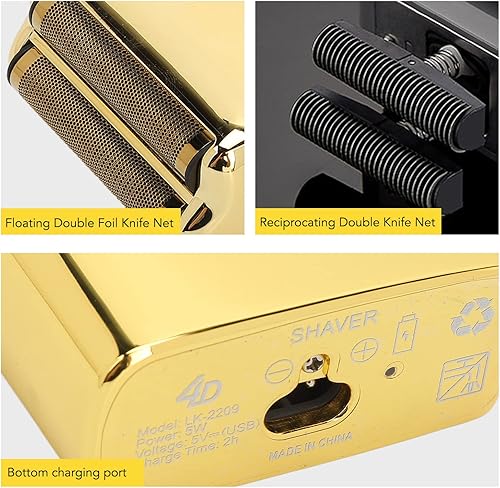 Miniatura 3 de RTLR Afeitadora multifuncional, potente afeitadora eléctrica portátil con hoja de acero inoxidable, bajo ruido, carga USB, oro