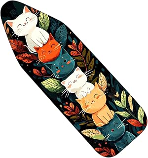 Nuxovilar Stacked Cats Leaves Ironing Board Cover 15x54 Polyester | Iron Pad Scorch Guard laundry helper protective board shield home laundry room craft studio (Stacked Cats)