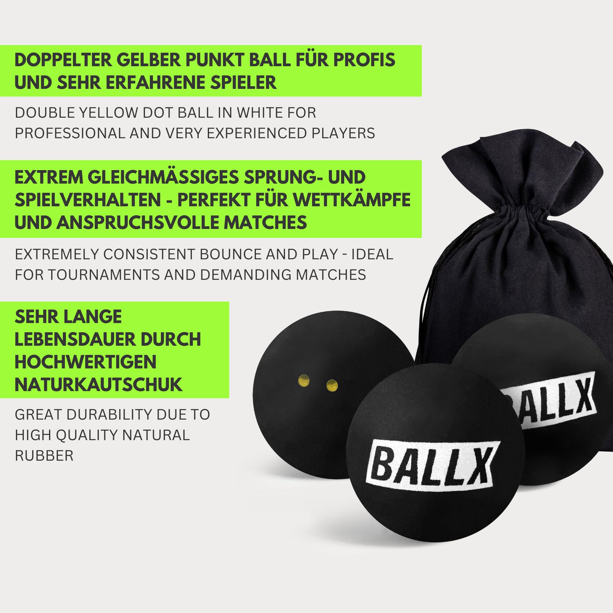 Palline Da Squash Professionale Doppio Punto Giallo - 37mm In Gomma - Foto 13