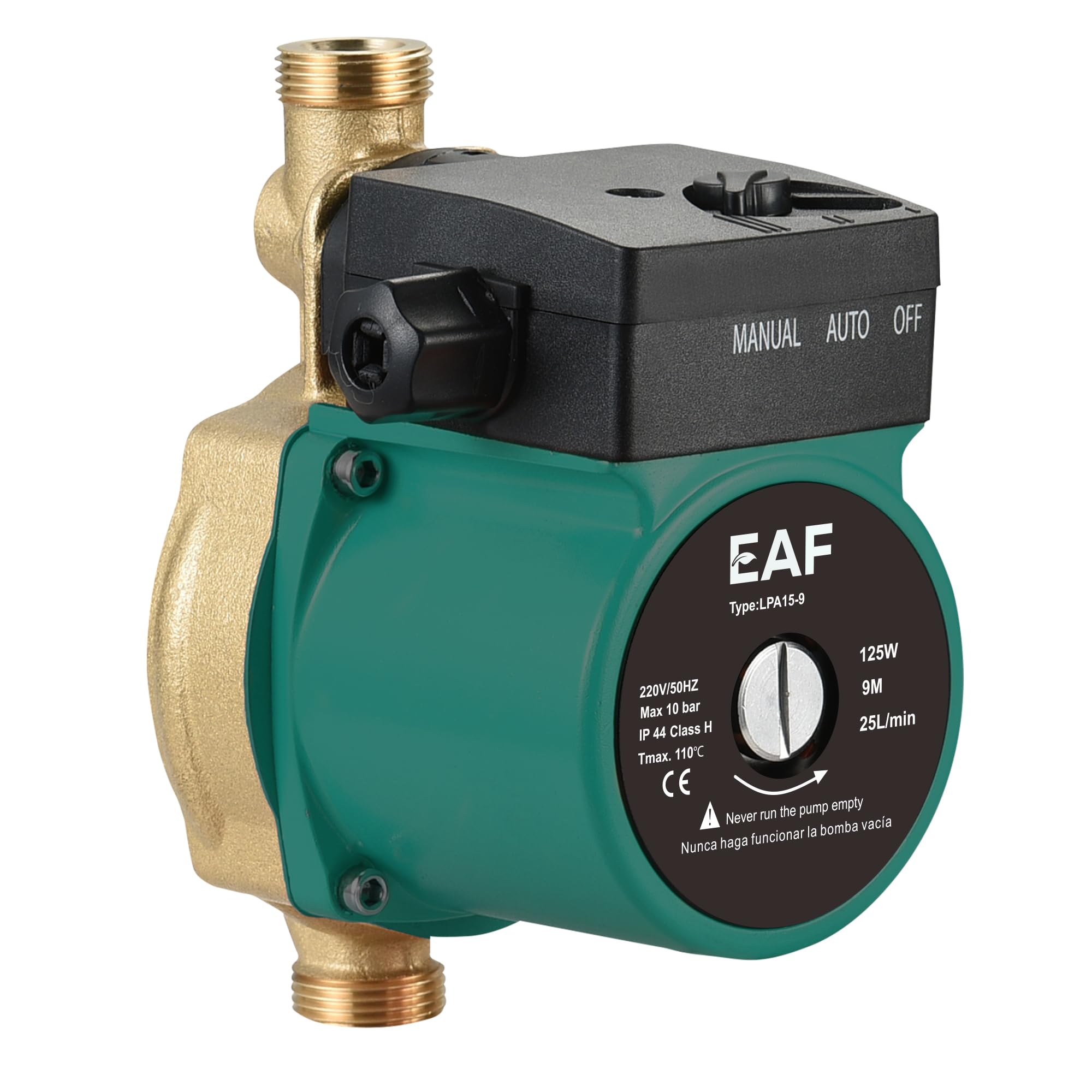 EAF EAFA15-9 – Automática Recirculación Calefacción y Agua Caliente en Duchas y Grifos Doméstica | 9m Máx – 3,6 m³/h Bomba de Presión de Agua para Casa, Bomba de Refuerzo de Presión