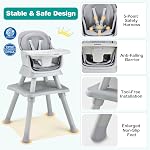 BABY JOY Baby Chaise haute, 8 en 1 Chaise haute convertible pour bébés & Siège d'appoint pour tout-petits Ensemble de table et de chaise Assemblage de bâtiment Chaise d'enfant avec harnais de sécurité, plateau amovible (Gray)