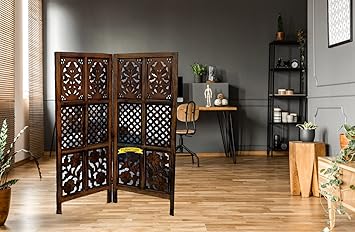 Amazing Wood Store Wooden Partition for Living Rooms 4 Feet Wood Partition Wall Divider, Wooden Screen Separator 2 Wall Panels for Living Room/Bedroom/Office/Restaurant/Kitchen (Brown)