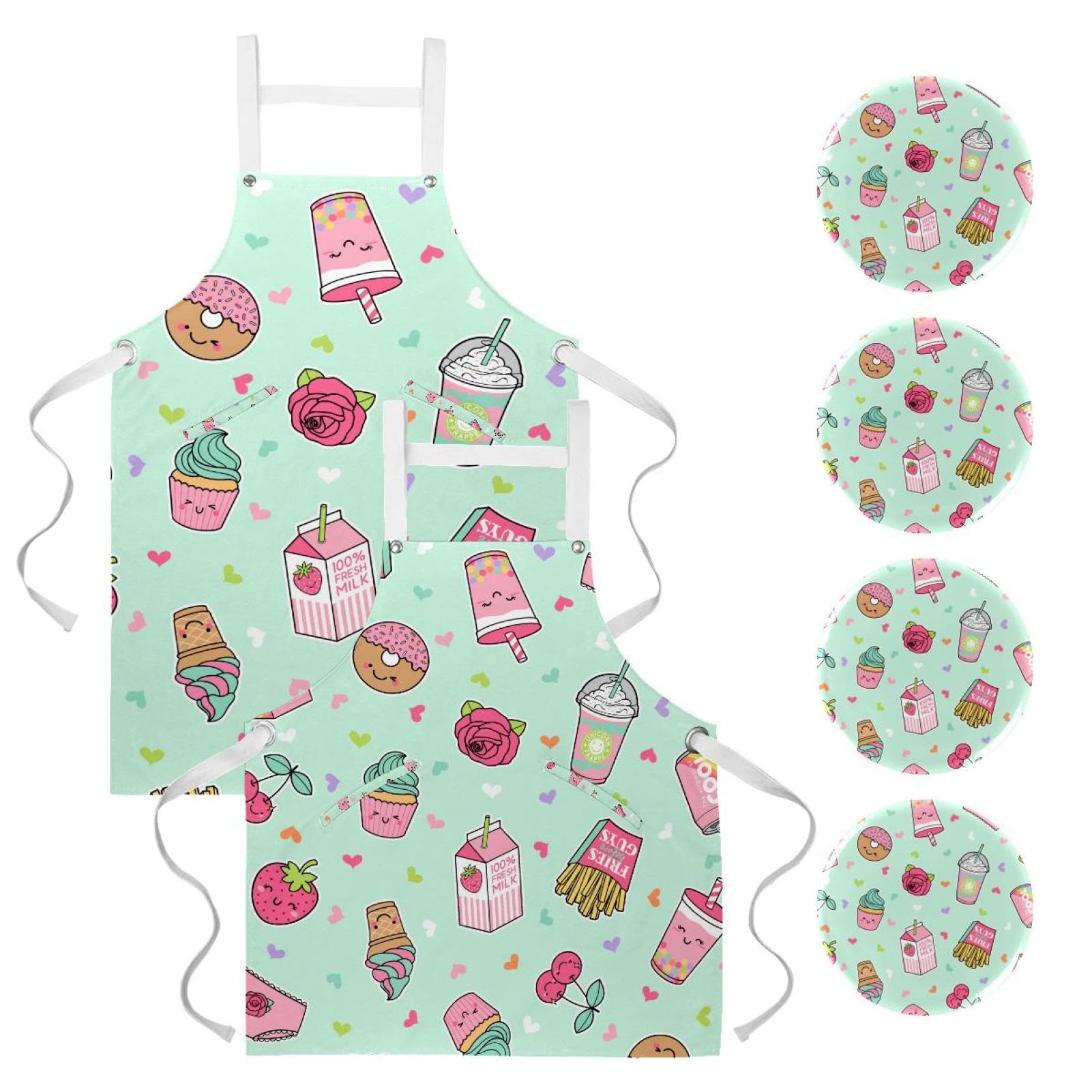 Tablier de serveuse multicolore pour pâtisserie et restaurant