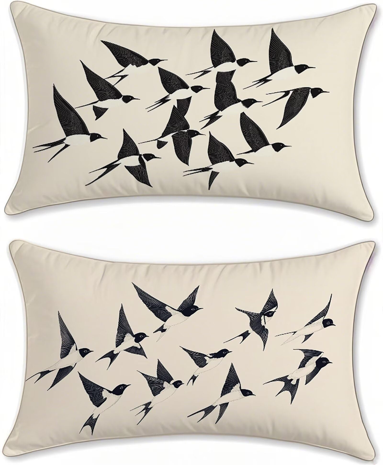 Housse impermeable velours beige protège oreiller oiseau pour decoration lit