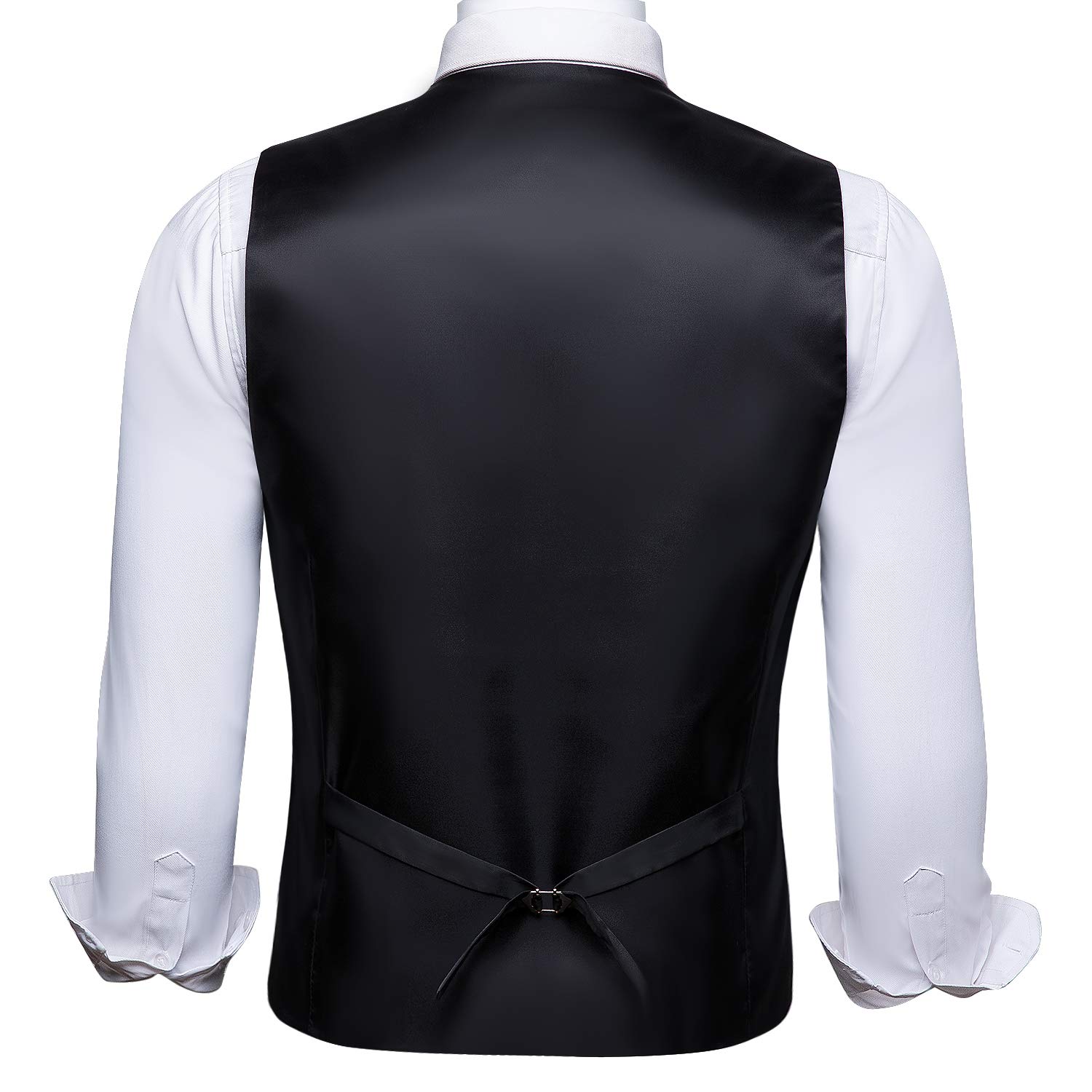 Barry.Wang Gilet da uomo formale e cravatta set gilet business tinta unita matrimonio slim fit smoking gilet con scollo a V