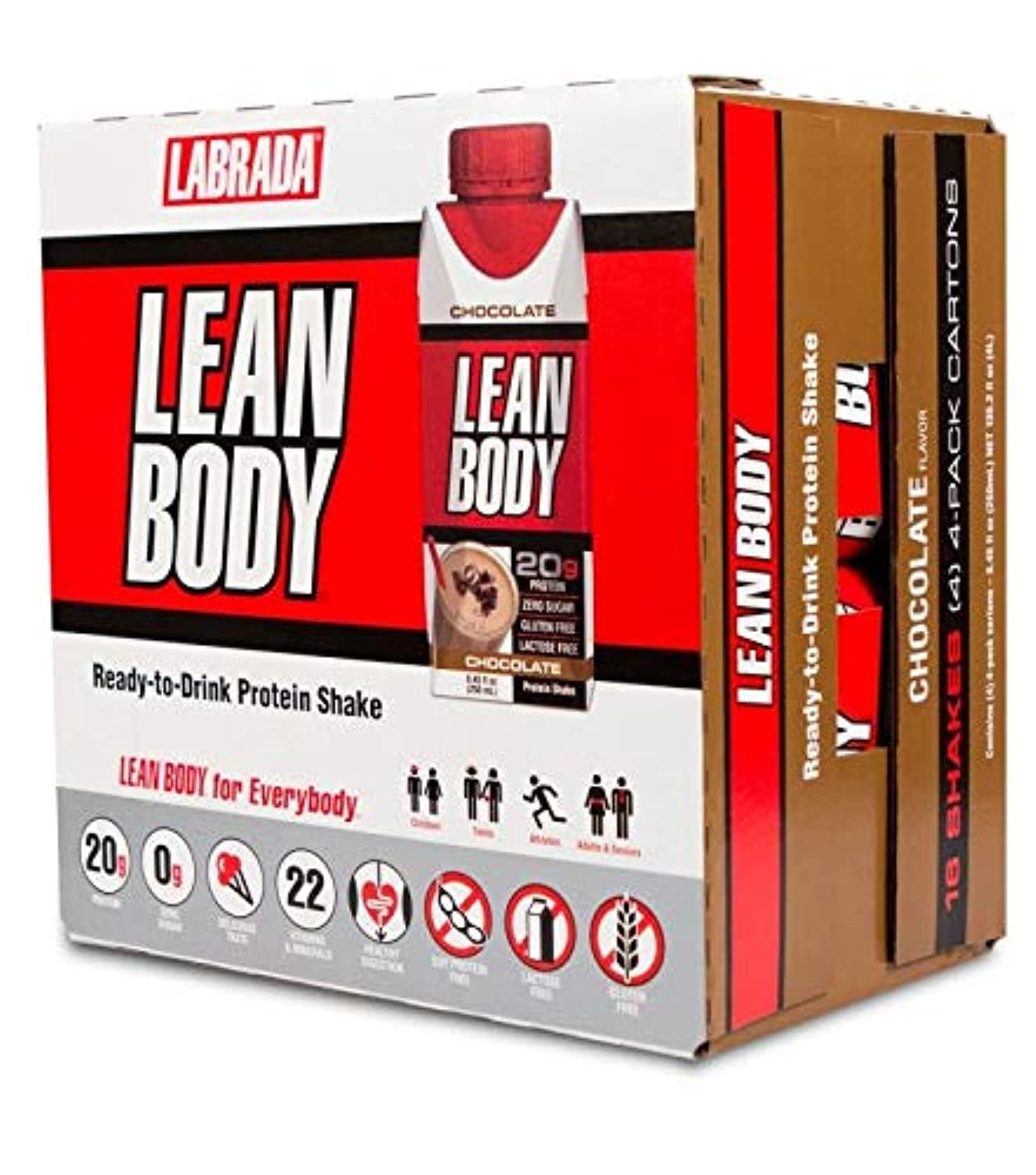 Labrada Nutrition Lean Body Chocolate 20g Protein,16 Bottles
