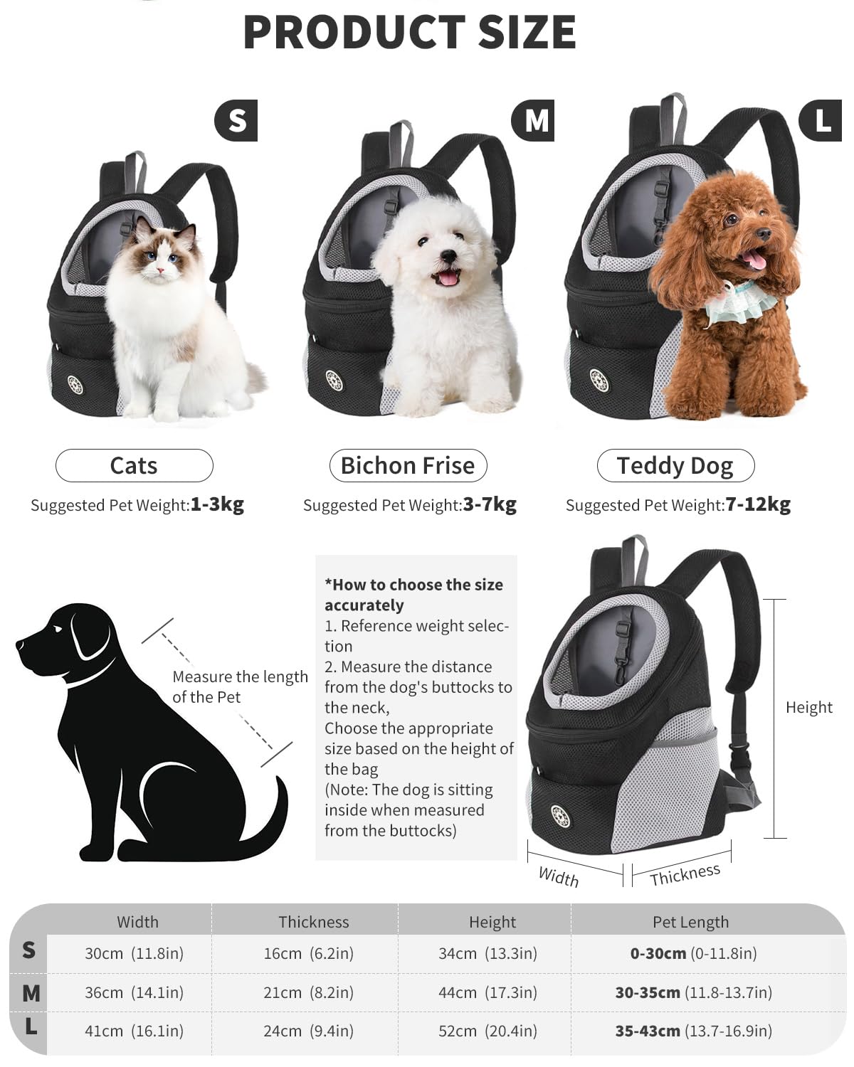 PETCUTE Zaino Trasporto Cani e Cuccioli,Zaino Traspirante per Cani per Animali Domestici,Guinzaglio di Sicurezza,Marsupio per Cani di Piccola Taglia e Gatti,Apertura Regolabile,per Viaggio