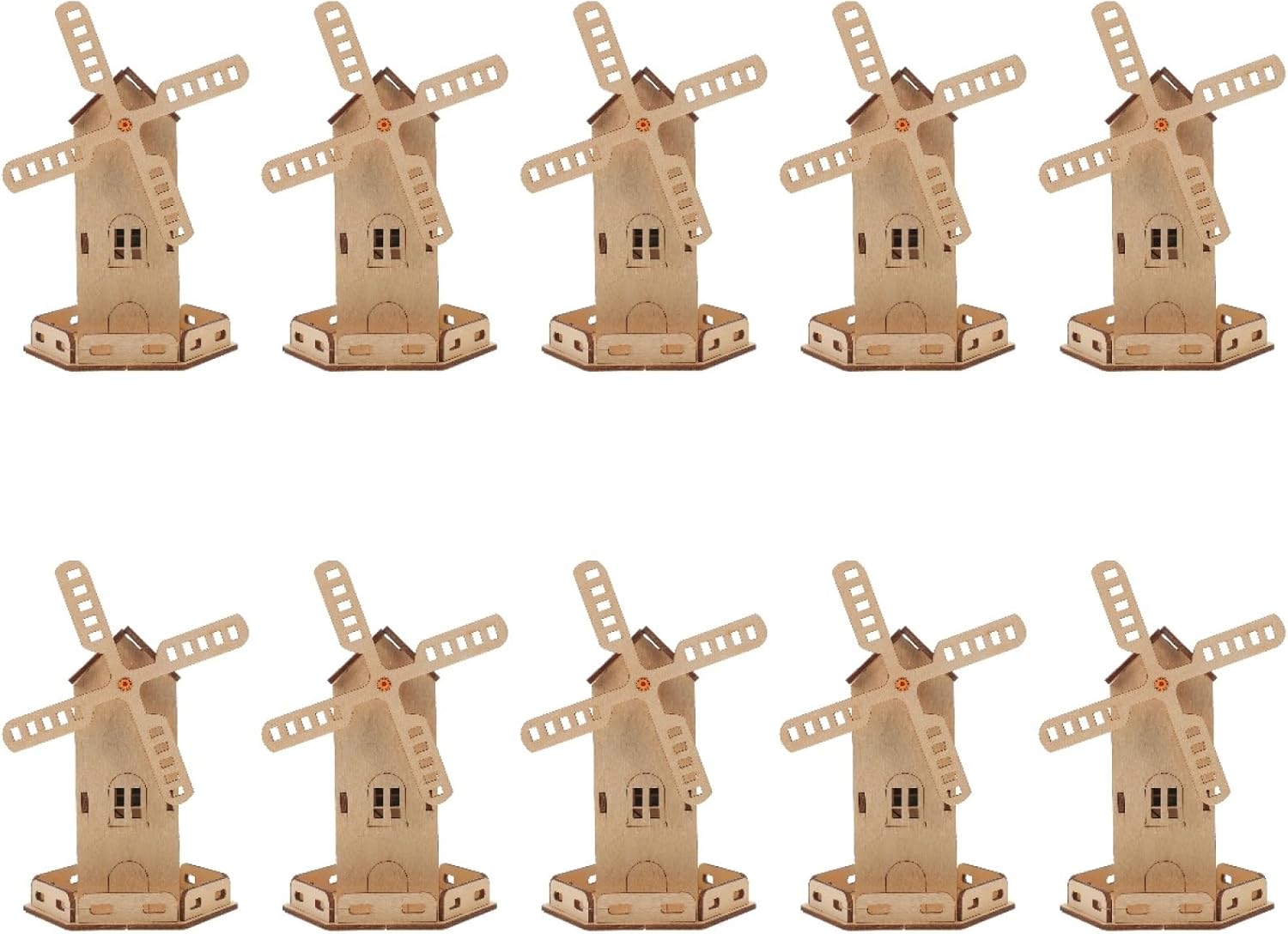 Solar Powered House, DIY 3D Wooden House Children’s Science Popularization Handmade DIY Technology Small Production Student Educational Science Experiment Material Package (10 Sets-Windmill)