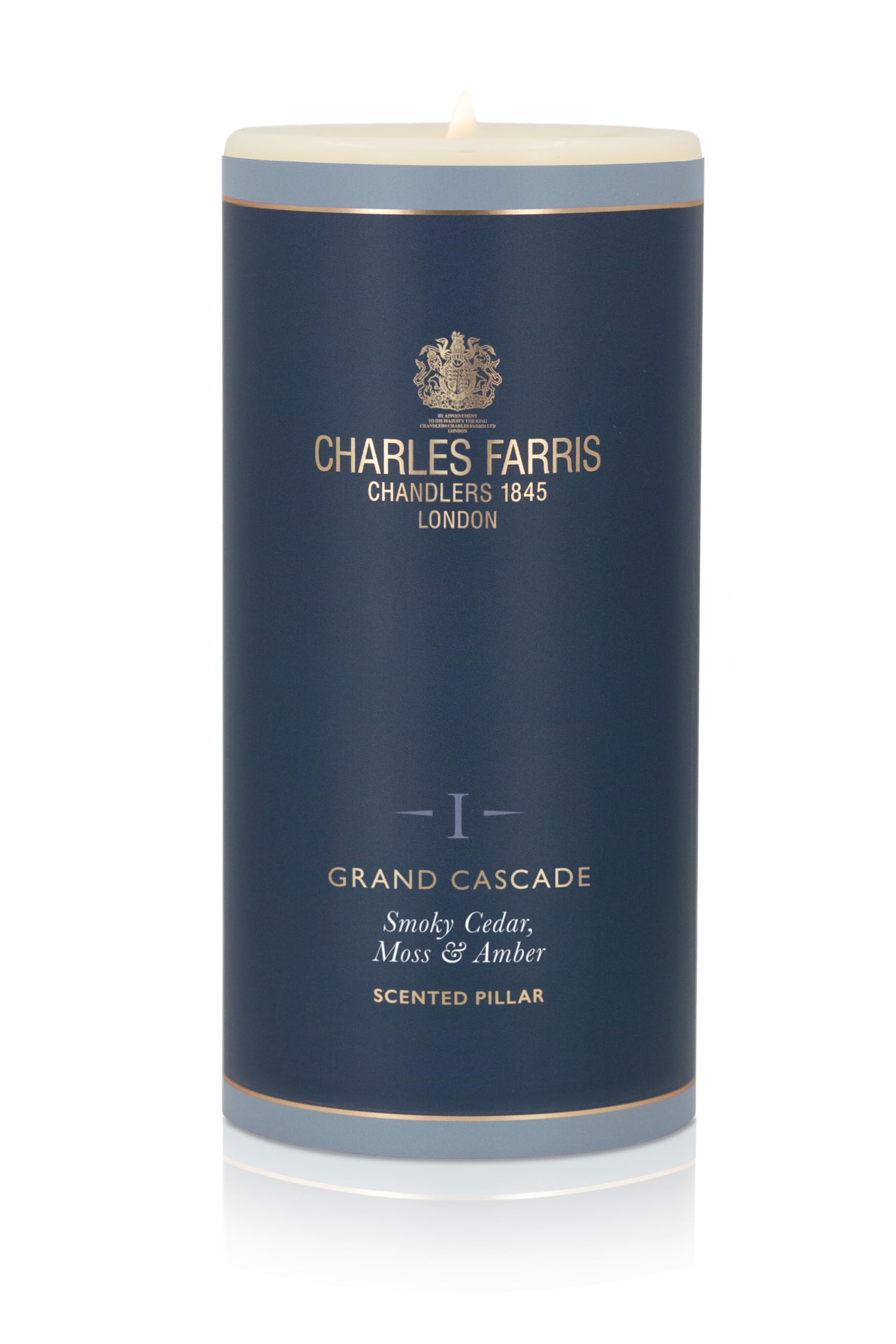 Charles Farris Amber Grand Cascade Luxury Scented Pillar Candles - 75+ Hours Burn Time (Smoky Cedar, Moss & )