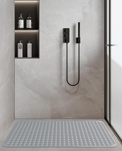 Miniatura 6 de Yolife Tapete de ducha extra grande de elastómero termoplástico, 47.2 pulgadas de largo x 31.5 pulgadas de ancho, antideslizante con agujeros de